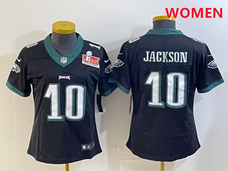 Women Philadelphia Eagles #10 Jackson Black Second generations 2025 Nike Vapor Limited NFL Jersey style 2->women nfl jersey->Women Jersey